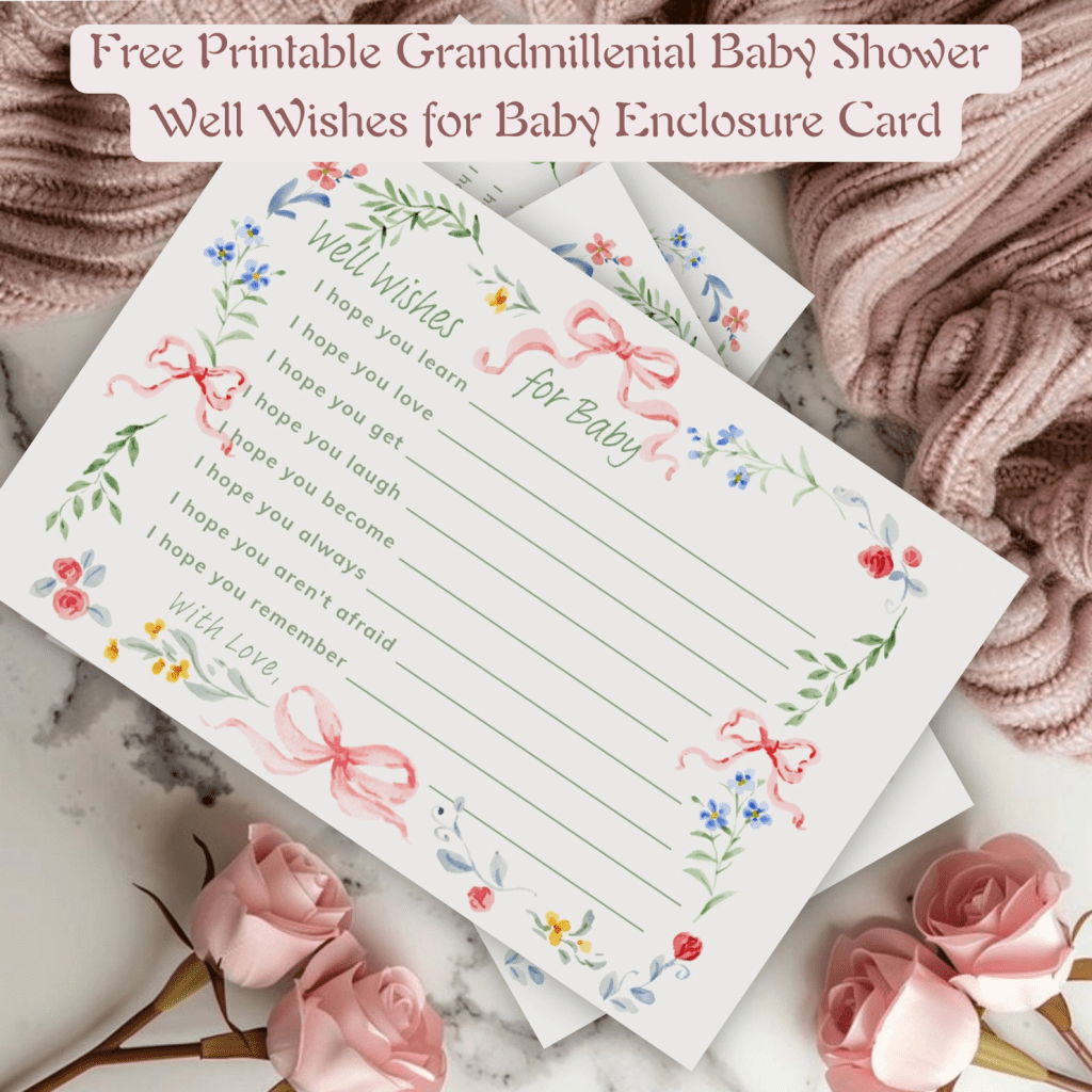 Free Printable for “Coquette” Baby Shower: Heirloom Roses and&nbsp;Bows