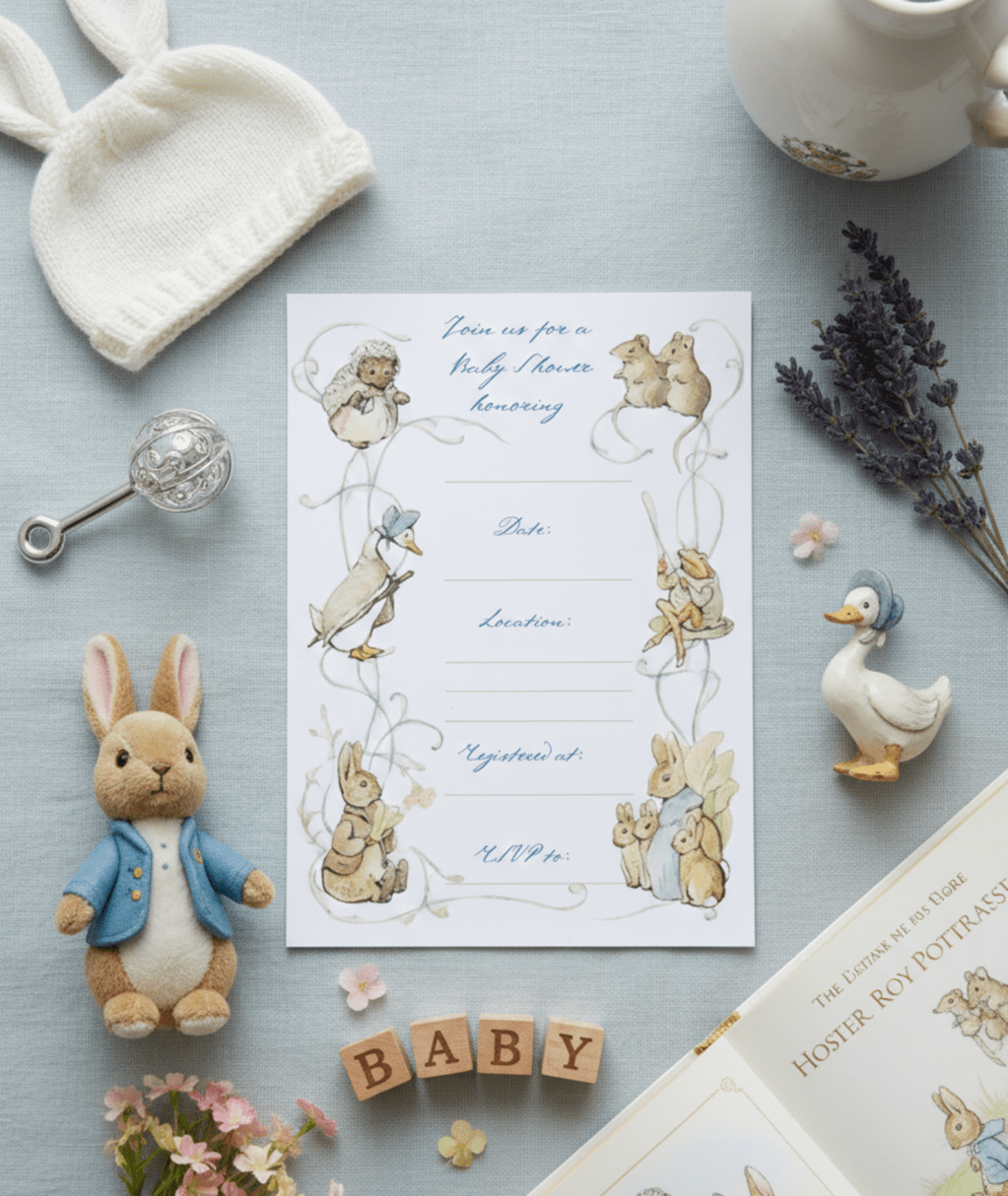 Free Printable Beatrix Potter Inspired Invitation